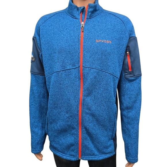 Spyder Empire Fleece Full Zip Jacket with Zippered Pockets Men L Blue - Picture 7 of 14